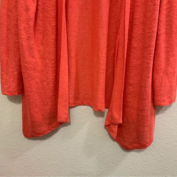 J. JILL LOVE LINEN 100% WOMEN OPEN FRONT KNIT CARDIGAN ORANGE MP. - Picture 5 of 13